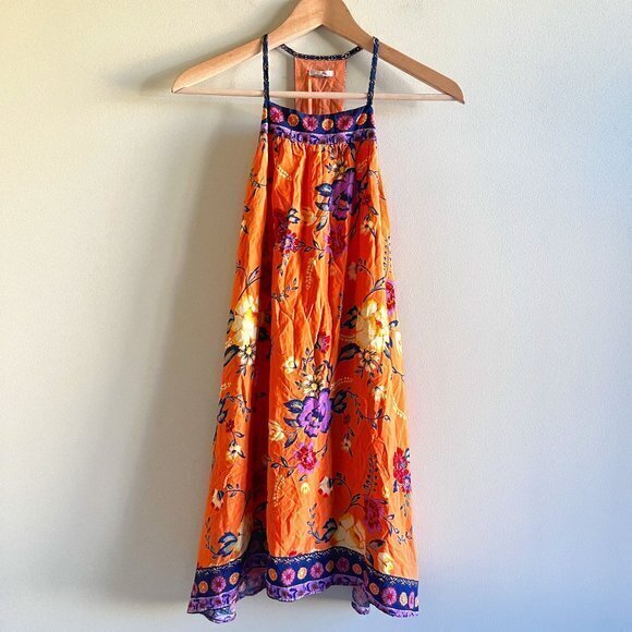 Urban Outfitters Ecote’ Gigi Orange Floral Print Dress‎ Womens Size S Mini - Picture 5 of 10